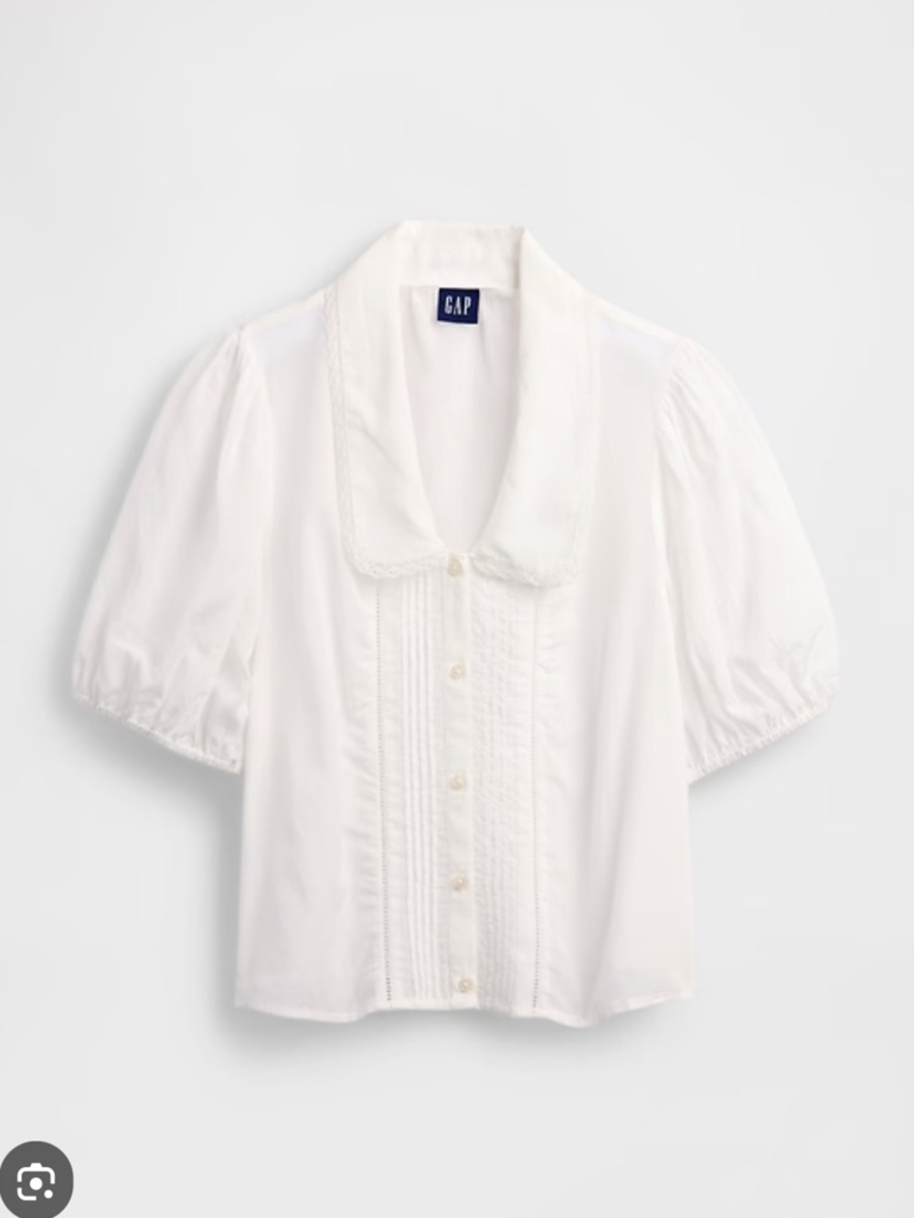 GAP White Puff-Sleeve Collared Blouse
